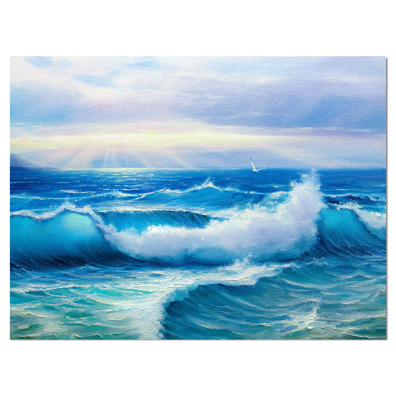 Designart - Sea Wave - Sea & Shore Painting Print on Wrapped Canvas